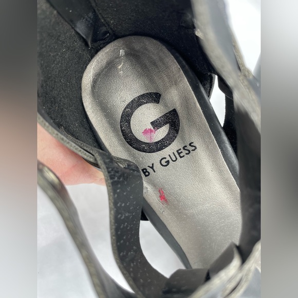 Guess Heels Black Leather Size 7 T Strap Chic Design New - Picture 14 of 16